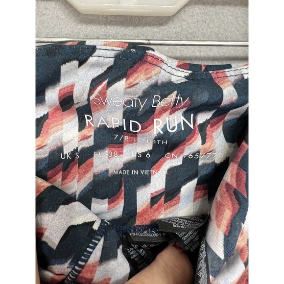 Sweaty Betty Leggings 7/8 Length Rapid Run Blue Spliced Mirage Print Size 6 - Picture 10 of 16